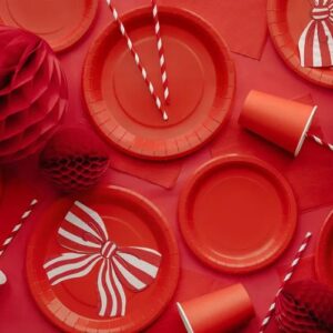 Alternative view of Πιάτα χάρτινα κόκκινα 23cm 6τεμ PartyDeco
