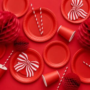 Alternative view of Πιάτα χάρτινα κόκκινα 18cm 6τεμ PartyDeco