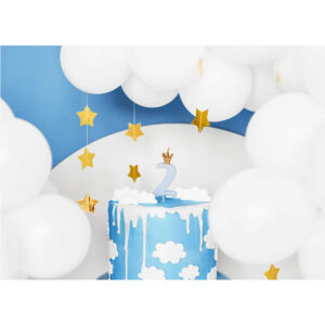 Alternative view of Κερί 2 γαλάζιο με χρυσή κορώνα 9,5cm PartyDeco