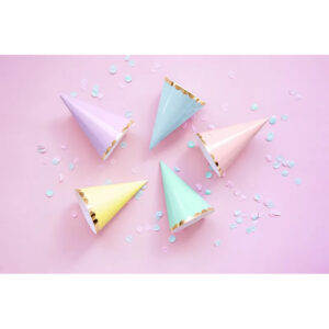 Alternative view of Καπελάκια παστέλ με χρυσό Yummy 6τεμ 16cm PartyDeco