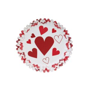 Θήκες cupcake με καρδιές κόκκινες 5cm 30τεμ PME