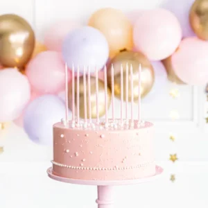 Κεριά ροζ 14cm 12τεμ  PartyDeco