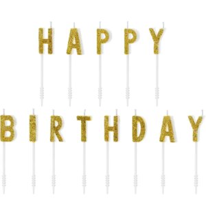 Κεριά Happy Birthday χρυσό glitter 2,5cm PartyDeco
