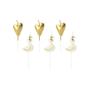 Κεριά κύκνοι και καρδιές 3,5- 4,0cm 6τεμ PartyDeco