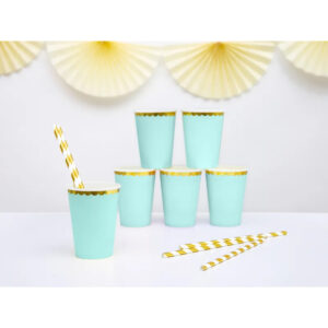 Alternative view of Ποτηράκια χάρτινα μέντα με χρυσό 220ml 6τεμ PartyDeco