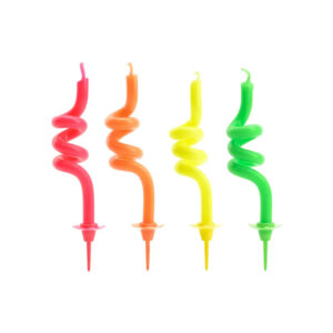 Κεριά curl πολύχρωμα 8cm 4τεμ PartyDeco