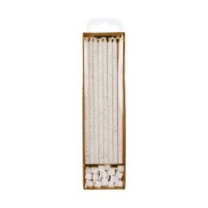 Κεριά λευκά με glitter 14cm 16τεμ PME
