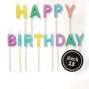 Κεριά happy birthday πολύχρωμα παστέλ 2,4cm PME