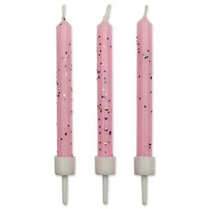 Κεριά ροζ με glitter 6cm 10τεμ PME