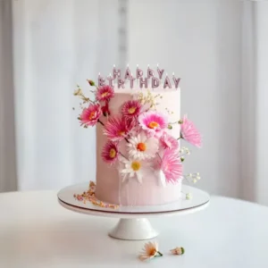 Κεριά Happy Birthday ροζ χρυσό 2,5cm PartyDeco