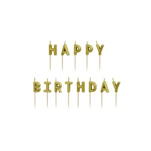 Κεριά Happy Birthday χρυσό 2,5cm PartyDeco