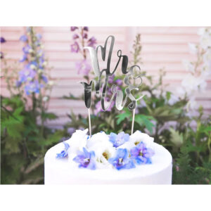 Alternative view of Topper Mr & Mrs 25,5cm ασημί χάρτινο PartyDeco