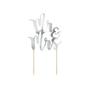 Topper Mr & Mrs 25,5cm ασημί χάρτινο PartyDeco