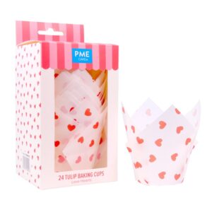 Θήκες για muffin τουλίπες Love Hearts 24τεμ PME
