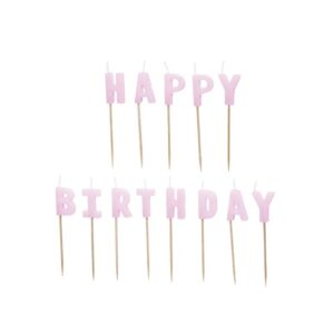 Κεριά Happy Birthday λιλά 2,5cm PartyDeco