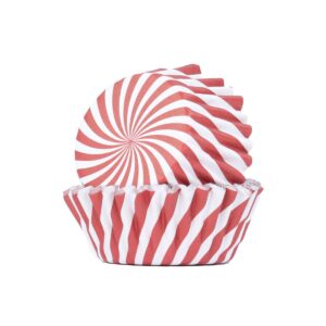 Θήκες για cupcake χριστουγεννιάτικες κόκκινο λευκό ριγέ 30τεμ PME