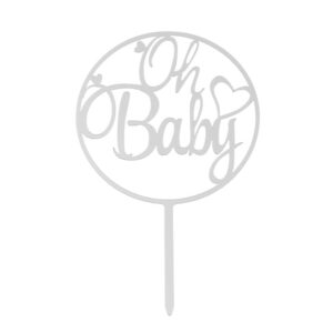 Topper Oh Baby με καρδιά στρόγγυλο απλό ασημί 16 cm