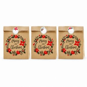Alternative view of Σακουλάκια Merry Little Christmas kraft 25x11x27 cm 3 τεμ PartyDeco