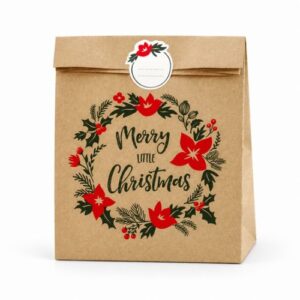 Σακουλάκια Merry Little Christmas kraft 25x11x27 cm 3 τεμ PartyDeco
