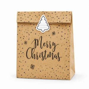 Σακουλάκια Merry Christmas kraft  25x11x27 cm 3 τεμ PartyDeco
